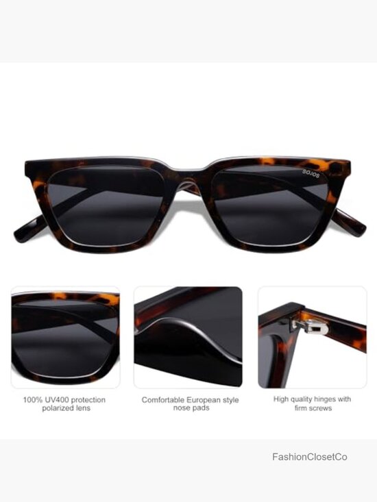 Retro Trendy Narrow Square Cateye Sunglasses for Women UV400 Driving Glasses main image 5